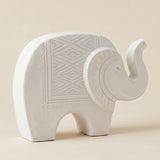 white resin patterned elephant back view