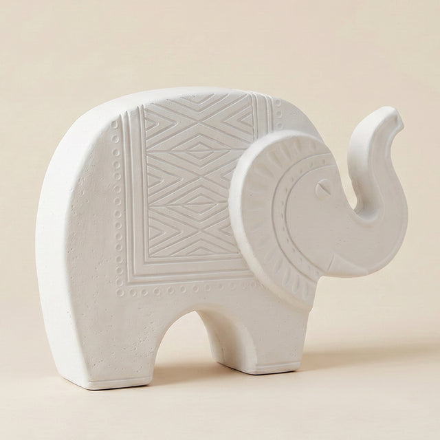 white resin patterned elephant back view