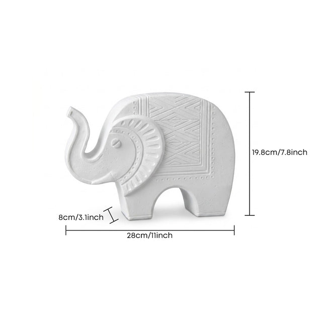 white resin patterned elephant dimensions chart