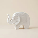 white resin patterned elephant sculpture studio
