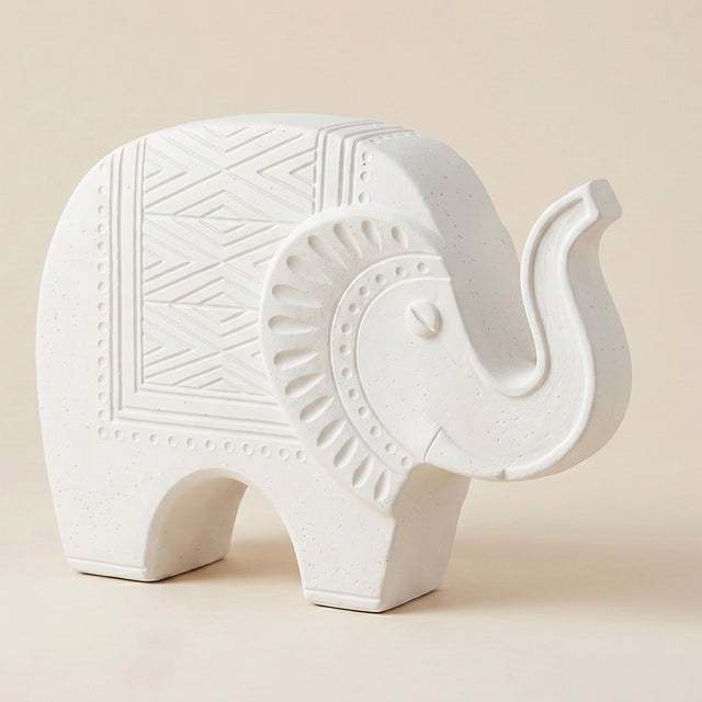 white resin patterned elephant side angle