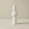 white ribbed sphere vase with cylindrical neck