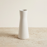 white tall ceramic vase front view