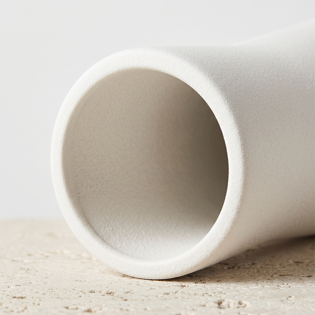 white tall vase top opening close up