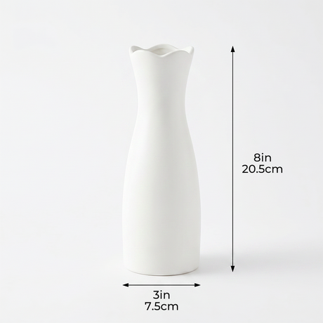 white wavy rim vase dimensions