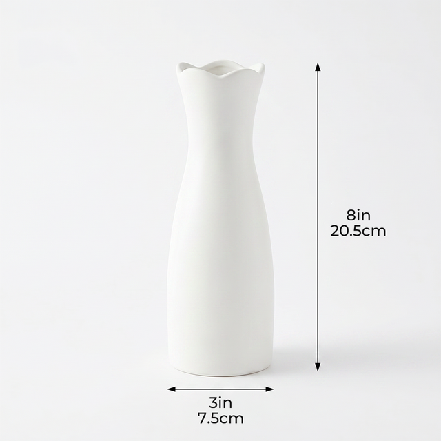 white wavy rim vase dimensions