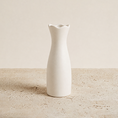 white wavy rim vase front view