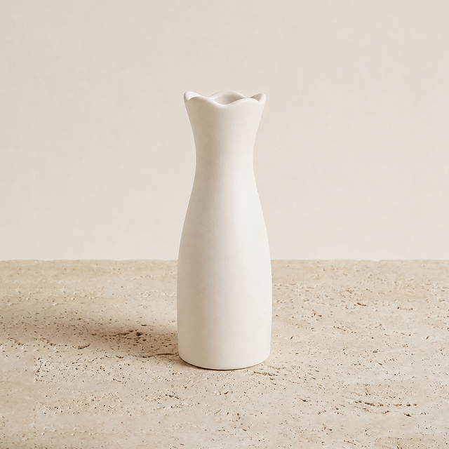white wavy rim vase front view
