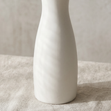 white wavy rim vase matte texture