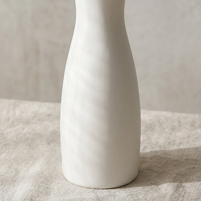 white wavy rim vase matte texture