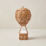 wicker hot air balloon decor with flower basket