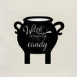 witch cauldron wooden wall hang black silhouette