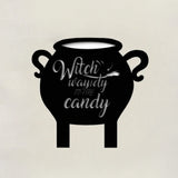 witch cauldron wooden wall hang black silhouette