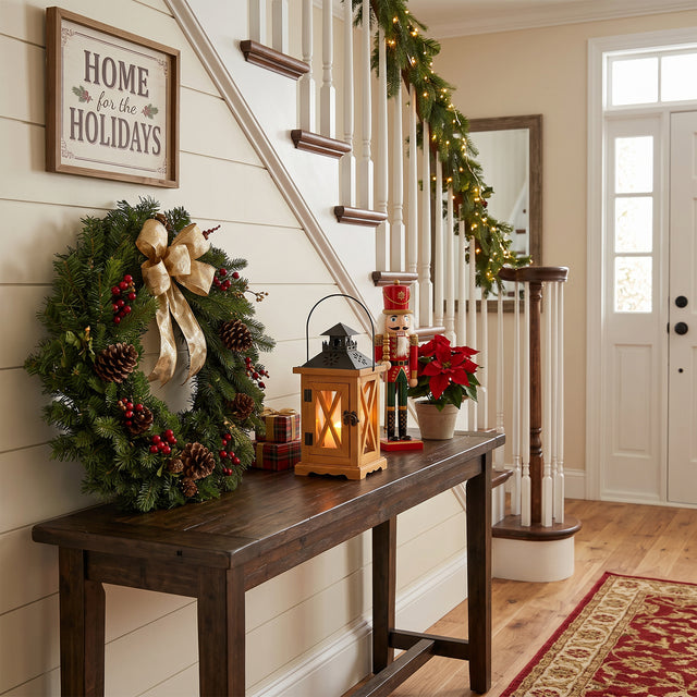 wood lantern hallway decoration
