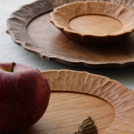 wood serving plate details