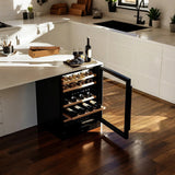 wood single wine box on the kitchen island