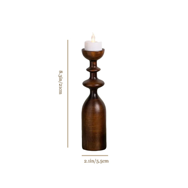 wooden brown decorative candle holder medium size chart