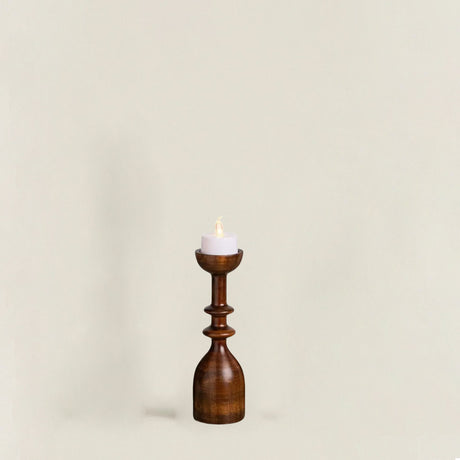 wooden brown decorative candle holder small size