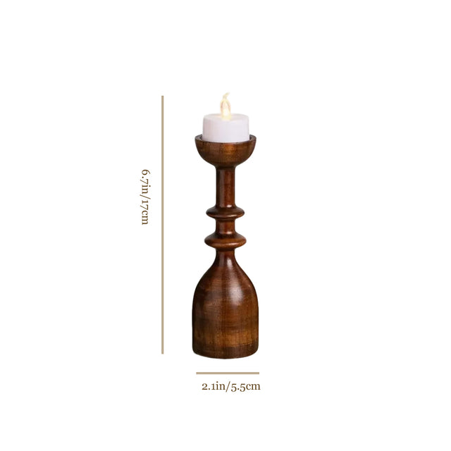 wooden brown decorative candle holder small size chart