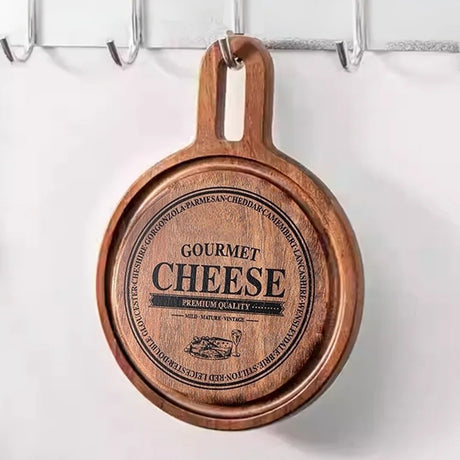 wooden brown round cutting board details