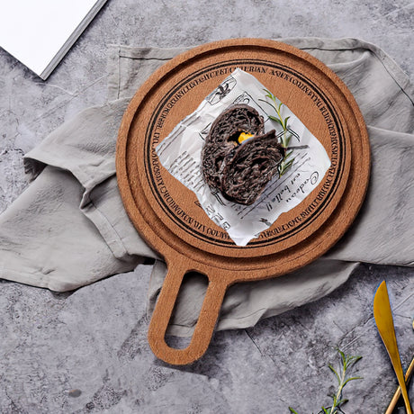 wooden brown round cutting board hold food