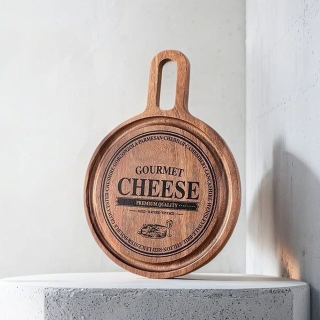 wooden brown round kitchen tool cutting board 