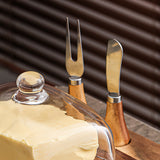wooden butter dish details