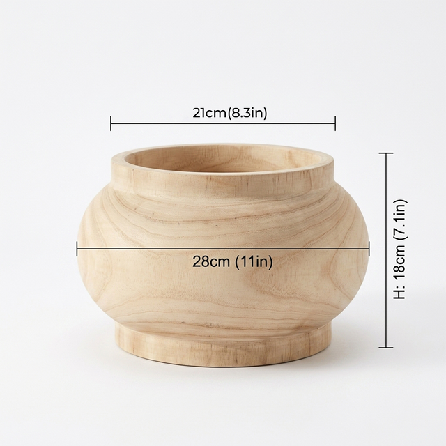 wooden round vase dimensions size chart