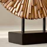 wooden sunburst sculpture base detail