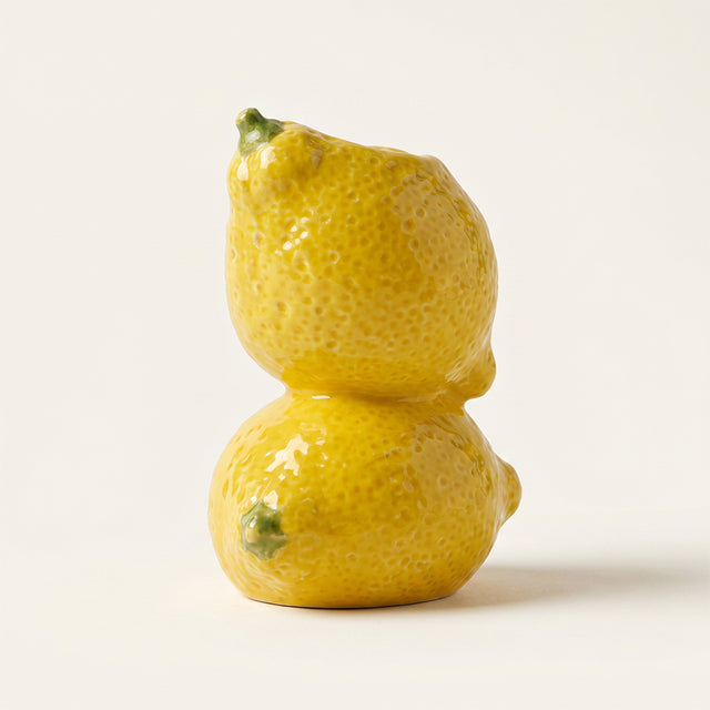 yellow lemon candle holder side view