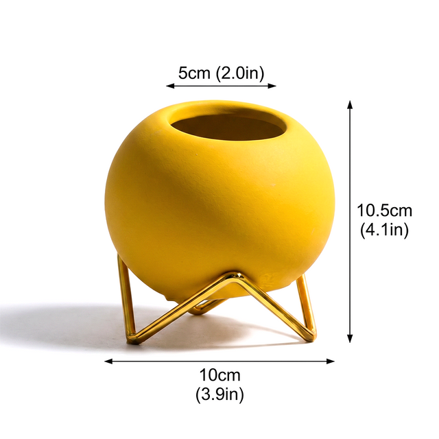 yellow spherical vase dimensions size chart
