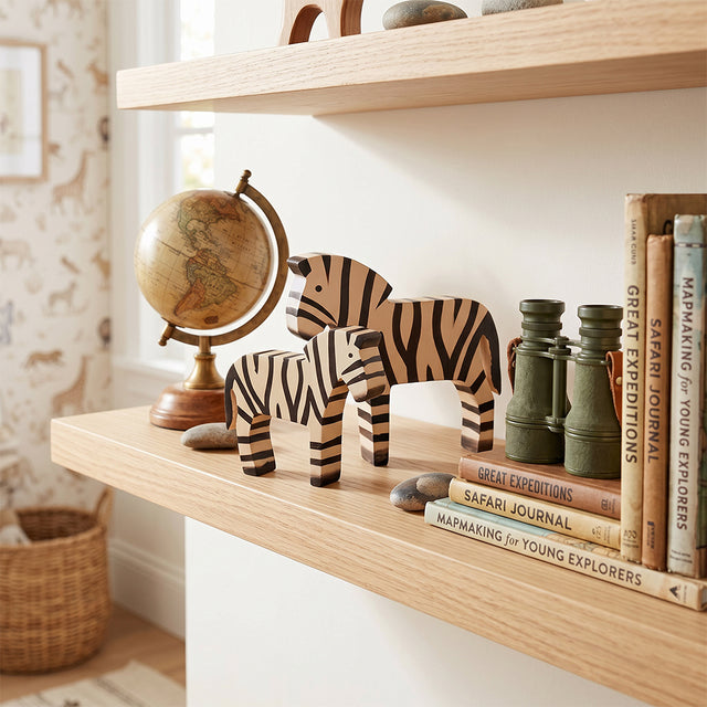 zebra sculpture on side table with plant
